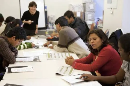 Classroom of adult learners.