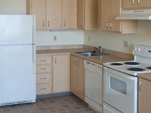 Una cocina en un apartamento de alquiler