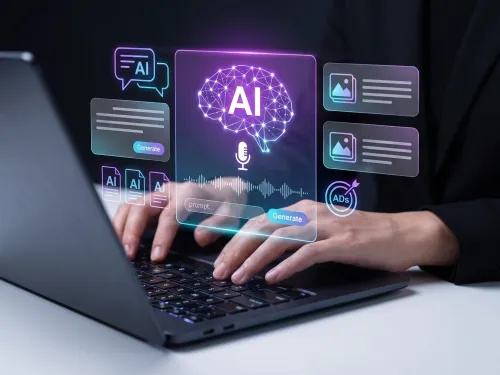 A person on a computer using AI