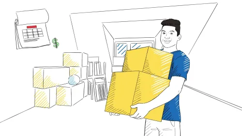 Man holding moving boxes.