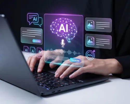 A person on a computer using AI