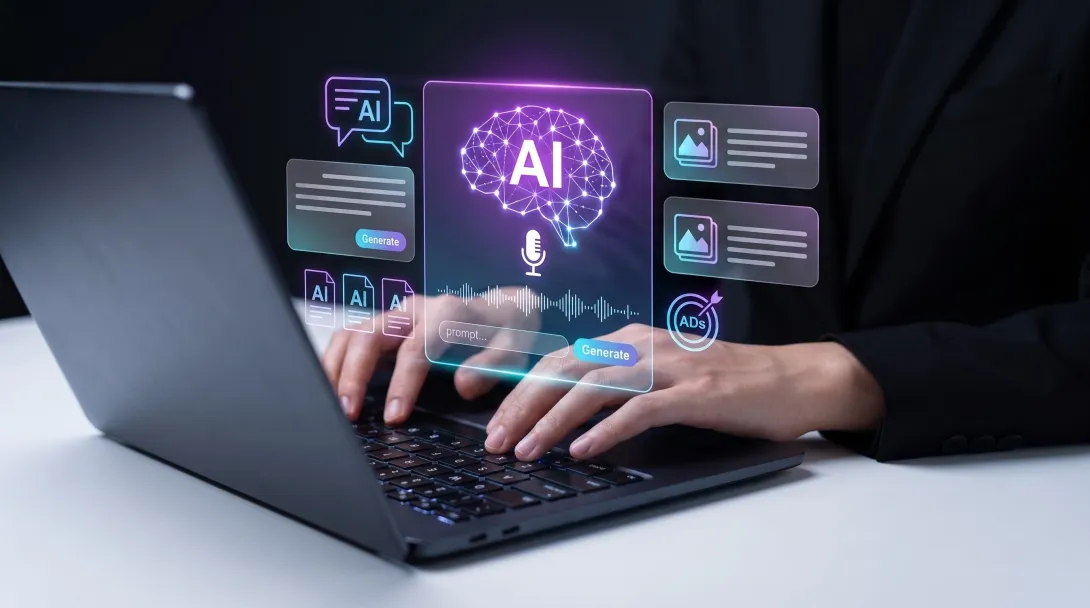 A person on a computer using AI